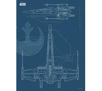 Komar Cuadro mural Star Wars Blueprint X-Wing para habitación infantil, decoración artística, sin marco, WB179-30x40, tamaño: 30 x 40 cm (ancho x alto)