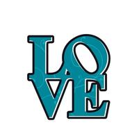 'Komar Deco de pegatinas "Love, 1 pieza, azul/negro, 17039h
