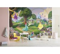 Komar Disney 8-449 - Papel pintado fotográfico (368 x 254 cm), diseño de arco iris, princesas, castillo, habitación infantil