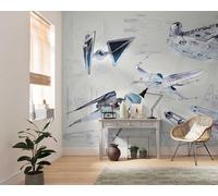 Komar DX8-078 Star Wars Blueprint Light - Papel pintado fotográfico (400 x 280 cm (ancho x alto), diseño de Star Wars, color azul y gris