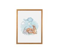 Komar Marcos de madera de roble con cuadro de Bambi Good Night como set - Tamaño: 30 x 40 cm - Mural, decoración, ciervo, niños..