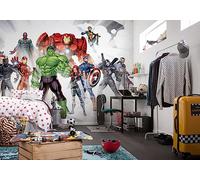 Komar Marvel Avengers Unite 8-4032 - Papel pintado fotográfico (368 x 254 cm (ancho x alto), 8 piezas, incluye pegamento, habitación de los niños