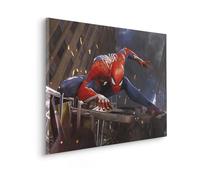 Komar Marvel Spider-Man Landing - Cuadro con bastidor (90 x 60 cm), diseño de Spiderman, color gris y rojo