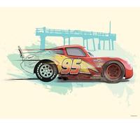 Komar Mural de Disney Cars Rayo McQueen, tamaño 50 x 40 cm (sin marco) - Decoración para habitación infantil