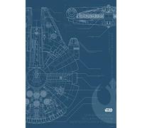 Komar Mural de pared | Star Wars Blueprint Falcon | Habitación infantil juvenil | Decoración artística | Impresión artística | sin marco | WB176-50x70 | Tamaño: 50 x 70 cm (ancho x alto), multicolor