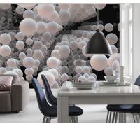 368x254cm Mural Fotográfico Gigante Pared Papel Komar Esferas 3D Negro Blanco