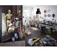 Komar Papel Pintado de Vinilo, BB-8 Star Wars Tres droides C-3PO Producto, Multicolor, 4 Piezas