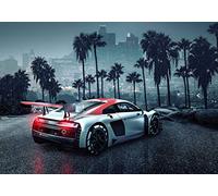 Komar Papel pintado fotográfico - Audi R8 L.A. - Tamaño 368 x 254 cm - coche, coche de carreras, papel pintado, taller