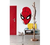 Komar Papel pintado fotográfico autoadhesivo de fieltro, diseño de Spider-Man Headshot - Tamaño 125 x 125 cm - Papel pintado, decoración de pared, habitación de los niños, Marvel