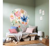 Komar Papel pintado fotográfico D1-073, redondo y autoadhesivo - May - Diámetro 125 cm - Flores - Papel pintado de pared para dormitorio, salón, decoración de pared