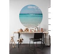 Komar Papel pintado fotográfico D1-082 redondo y autoadhesivo - Lagoon - Diámetro 125 cm - Playa, mar - Papel pintado para pared, dormitorio, salón, decoración de pared - D1 - 082