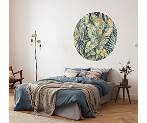 Komar Papel pintado fotográfico D1-090 redondo y autoadhesivo de fieltro, diseño tropical, diámetro de 125 cm, palmeras, para dormitorio, salón, decoración de pared