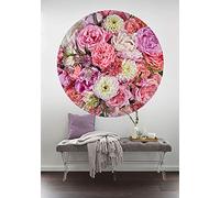 Komar Papel pintado fotográfico D1-103 redondo y autoadhesivo - Beautiful Blossoms - Diámetro 125 cm - Floral, flores, ramo de flores, papel pintado para pared, dormitorio, salón, decoración de pared