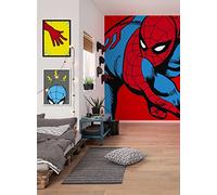 Komar Papel pintado fotográfico de Marvel PowerUp Spider-Man Watchout - Tamaño 200 x 250 cm (ancho x alto) - Papel pintado infantil