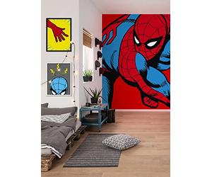 Komar Papel pintado fotográfico de Marvel PowerUp Spider-Man Watchout - Tamaño 200 x 250 cm (ancho x alto) - Papel pintado infantil