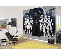 Komar Papel pintado fotográfico de Star Wars The Dark Side - Tamaño 368 x 248 cm, 4 piezas, incluye cola - Papel pintado, salón, dormitorio, color negro y blanco