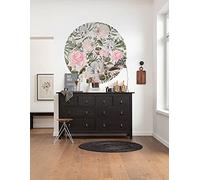 Komar Papel pintado fotográfico Dod, redondo y autoadhesivo, de fieltro, diámetro de 125 cm, diseño de flores, para dormitorio, salón, decoración de pared - D1-071