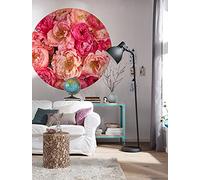 Komar Papel pintado fotográfico Dot redondo y autoadhesivo - Roseraie - Diámetro 125 cm - Flores - Rosas Papel pintado para pared dormitorio salón - D1-101