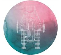 Komar Papel pintado fotográfico Dot redondo y autoadhesivo - Star Wars A-Wing - Diámetro 125 cm - Papel pintado para habitación infantil, planes de construcción - DD1-026