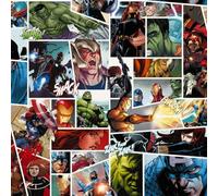 Komar Papel pintado no tejido Rapport Marvel Comic - Tamaño 53 x 1005 cm, 1 rollo, Rapport en altura y anchura, papel pintado fotográfico para habitación infantil, superhéroes