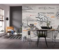 Komar Papel Pintado Star Wars Blueprints, diseño de Star Wars, Multicolor, 8 Piezas