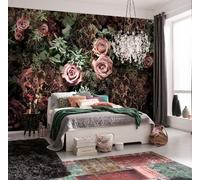 Komar Papel Tapiz Decoración Floral 368 x 254 cm Mural Pared Rosa Negro