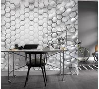 Komar Papel Tapiz Efecto 3D Plata para Dormitorio y Sala Mural 368x254cm
