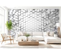 Komar Papel Tapiz Efecto 3D Plata para Dormitorio y Sala Mural 368x254cm