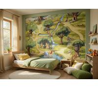 Winnie The Pooh Bebé Dormitorio Pintado 254x184 CM Disney Bosque Verde Mural