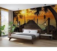Komar Papel Tapiz Mural Isla Tropical Naranja 368x254 cm