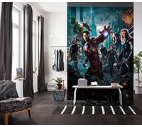 Komar Marvel - Papel pintado fotográfico (184 x 254 cm, 4 piezas), diseño de Los Vengadores, multicolor