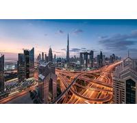 Komar SHX9-119 Lights of Dubai - Papel pintado fotográfico (fieltro, XXL, decoración, paisaje, dormitorio, salón, oficina, pasillo, 450 x 280 cm), multicolor