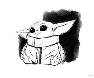 Komar Star Wars WB-SW-011-40 x 30 cm, diseño de mandaloriano The Child Sweet Black White