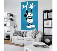 Komar VD-053 Disney Fleece Photo Hey 120 x 200 cm Decoración de Pared Retro Comic Mickey 90 Habitación Infantil Papel pintado VD-054 Azul/Negro/Blanco Mural Póster