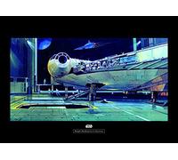 Komar Wandbild Von Star Wars Classic RMQ Falcon Hangar | Kinderzimmer, Jugendzimmer, Dekoration, Kunstdruck | ohne Rahmen | WB140-70x50 fotomural, carbón