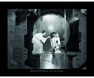 Komar WB 125-50x40 cm - Cuadro decorativo para habitación infantil, diseño de Star Wars Classic Leia R2D2, sin marco