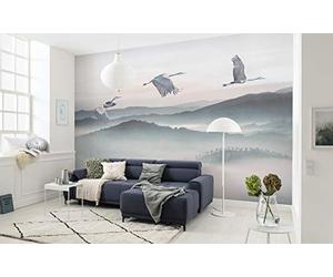 Komar WTD Mystic Cranes - Papel pintado fotográfico (400 x 280 cm, 8 paneles, ancho de 50 cm), diseño de grúas místicas