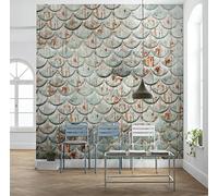 Komar WTD - Papel pintado fotográfico (300 x 280 cm, 6 paneles, ancho 50 cm), diseño de escamas de peces, salón, dormitorio, decoración