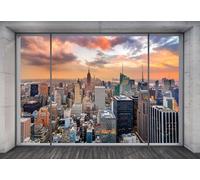 Komar WTD - Papel pintado para pared, diseño de Nueva York Outlook (368 x 248 cm, 4 piezas, incluye pegamento), color blanco