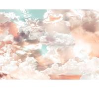 Komar X7-1014 Mellow Clouds - Papel pintado (350 x 250 cm, 7 bandas, ancho de 50 cm, papel pintado decorativo, diseño de nubes, color rosa, azul y blanco