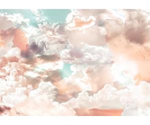 Komar X7-1014 Mellow Clouds - Papel pintado (350 x 250 cm, 7 bandas, ancho de 50 cm, papel pintado decorativo, diseño de nubes, color rosa, azul y blanco