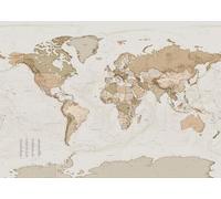 Komar X7-1015 Earth Map - Papel pintado fotográfico (350 x 250 cm, 7 bandas, ancho de banda 50 cm), diseño de mapa del mundo, retro, mapa de mapa, papel pintado, decoración, papel pintado de pared, pared