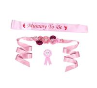 KOMBIUDA 1 Juego Juego de corsage del cinturón de flores mami para ser alfileres Papá para ser faja mamá y papá serán alfileres mamá ser ramillete mami faja cinta de poliéster rosa