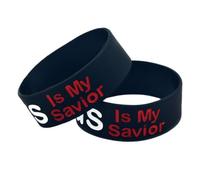 KOMBIUDA 1 Juego Pulsera De Silicona Con Diseño De Jesús Con Texto En Inglés &Quot;Jesusismysavior&Quot; Con Correas Para La Muñeca Estilo Masculino Unisex Con Letras Color 2 piezas