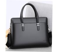 KOMBIUDA 1 Pieza Maletín de Cuero de Vaca Resistente Desgaste Bolsa de Ordenador Portátil Casual para Hombres Bandolera de Negocios y Uso Negro