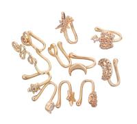 KOMBIUDA 11 Piezas Anillos Falsos Nariz Cobre con Circonita Clip No Perforado Elegante Unisex para Fiesta Cumpleaños y Navidad