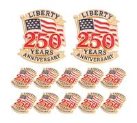 KOMBIUDA 12 broches con la bandera estadounidense del 250.º aniversario - Pin de solapa del 250.º aniversario - Broches de recuerdo coleccionables de los patriotas de UU. para el Día de la