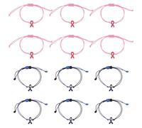 KOMBIUDA 12 Piezas Pulseras de Conciencia Ajustables para Mujer Pulseras Trenzadas Hechas Mano Brazaletes de Cordón para Apoyo la Salud Mental y Prevención de Suicidio Regalo Solidario