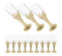KOMBIUDA 12 vasos para beber estilo rústico medieval, copas de plástico doradas, ideales para celebraciones y eventos de graduación