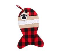 KOMBIUDA 1pieza Bolsa De De Navidad Para Mascotas Diseño De Medias Cuadro y Bolsa De Almacenamiento Navideña Para Decoración y